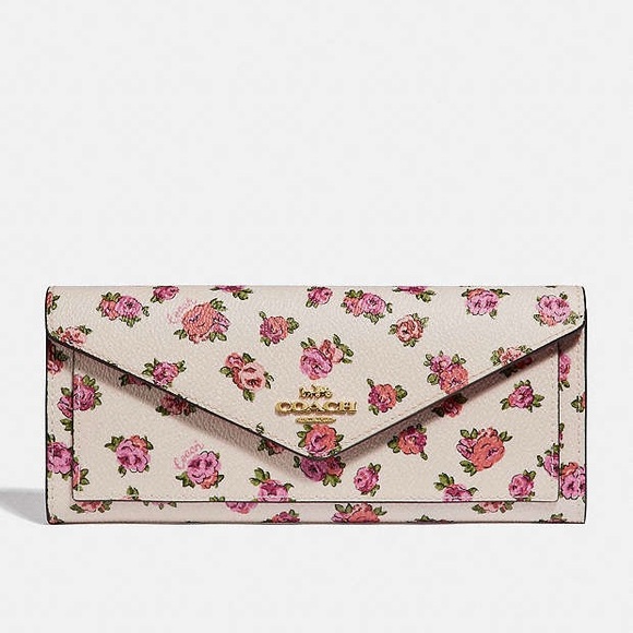 NWOT COACH Soft Wallet With Mini Vintage Rose Print - Picture 1 of 6